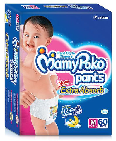 Mamy Poko Extra Absorb Pant Style Diaper Medium - 60 Pieces